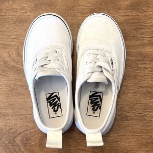 Van's Kids Unisex Sneakers White Black Size 11 Authentic Elastic Skate Shoes